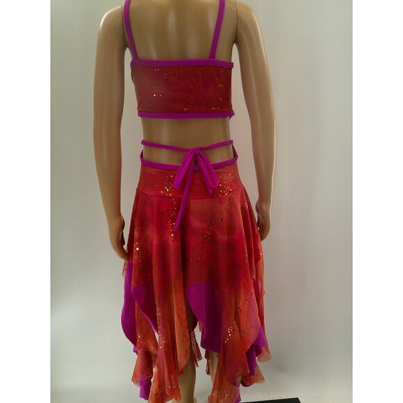 Dance Costume Medium Child Orange Weissman 4793 Jazz Lyrical Handkerchief Skirt - Picture 5 of 8